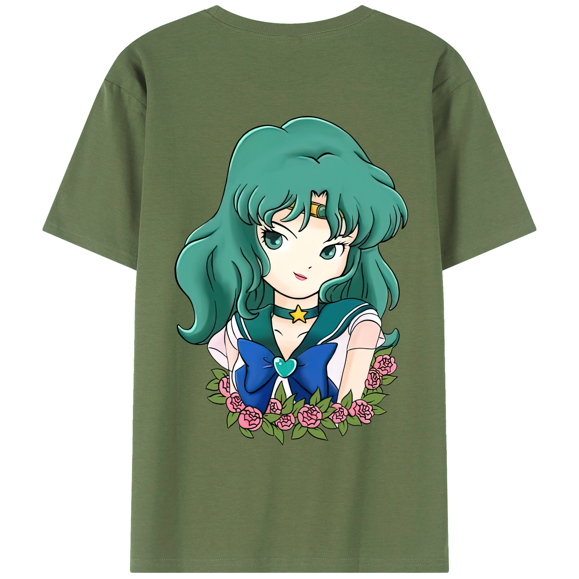 （画像用） 美少女戦士セーラームーン 海王 みちる（かいおう みちる） Sailor Moon Kaiou Michiru 綿100％ メンズ半袖Tシャツ（バックプリント） 通気性